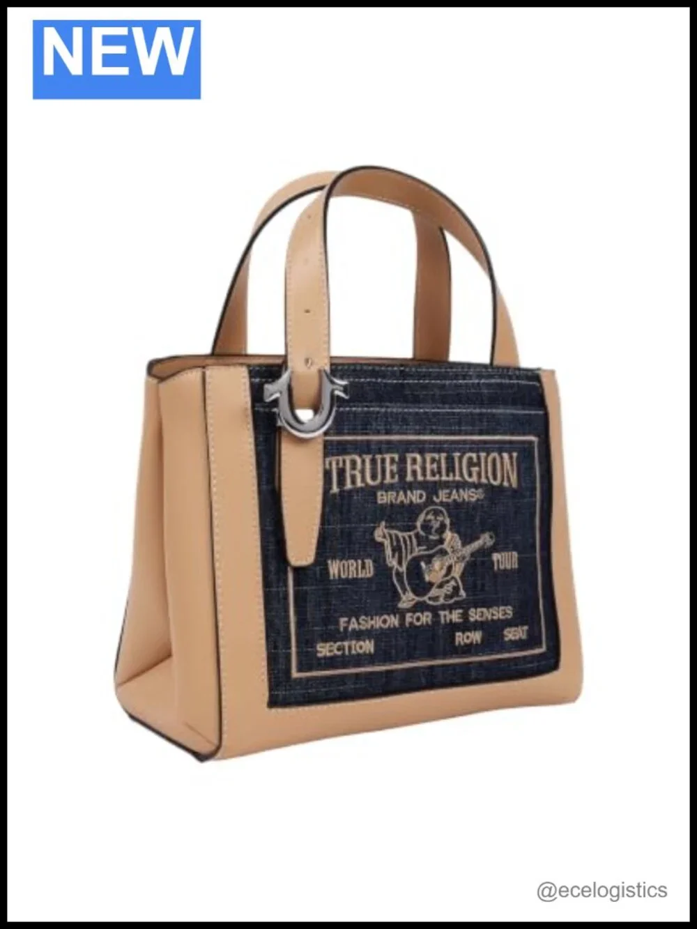 True Religion Arvin Buddha World Tour Crossbody Tote, Dark Denim, Adjustable